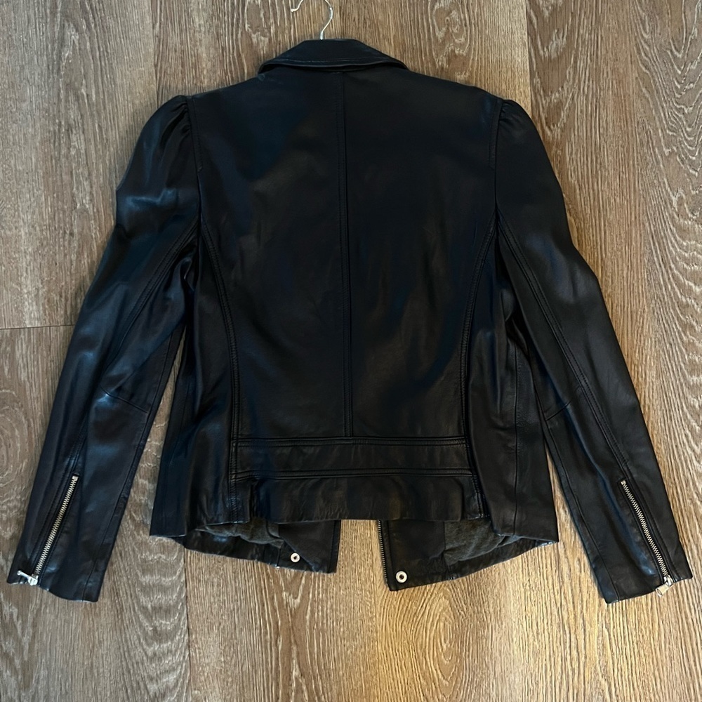 NWT Rebecca Taylor Leather Biker Jacket NAVY - Picture 9 of 11